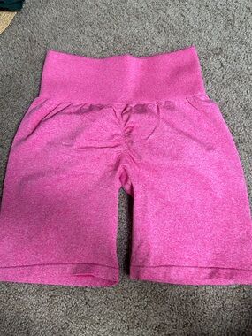 High-Rise Pink Bike Shorts with Ruched Back